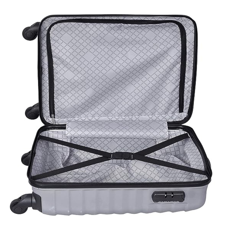 Safari Sonic Hard-Sided  Luggage Set of 3 Trolley Bags (55 & 65 & 77 cm) (Silver)